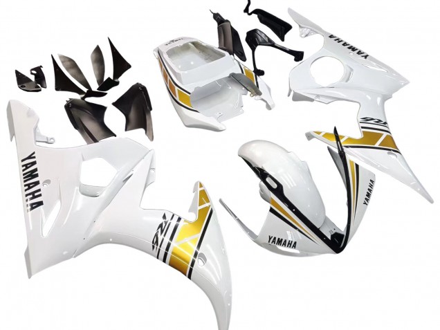 Erschwingliche Yamaha YZF R6S Motorrad Verkleidung 2006-2009 - Weiss Gold