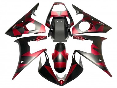 Erschwingliche Yamaha YZF 600 R6 Motorrad Verkleidung 2005 - Matt Schwarz Rot Geometric