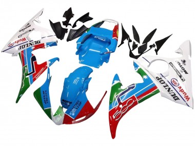 Erschwingliche Yamaha YZF 600 R6 Motorrad Verkleidung 2005 - Hellblau Weiss Grun Rot Kastinee Dunlop Motul