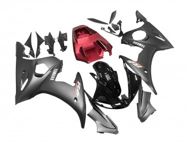 Erschwingliche Yamaha YZF 600 R6 Motorrad Verkleidung 2005 - Matt Schwarz Glanzendes Schwarz Grau Rot
