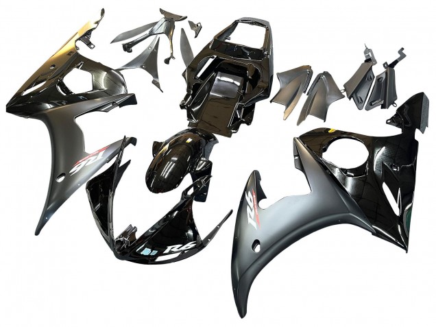Erschwingliche Yamaha YZF 600 R6 Motorrad Verkleidung 2005 - Glanzendes Schwarz Matt Schwarz Gold