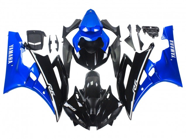 Erschwingliche Yamaha YZF 600 R6 Motorrad Verkleidung 2006-2007 - Blau Glanzendes Schwarz