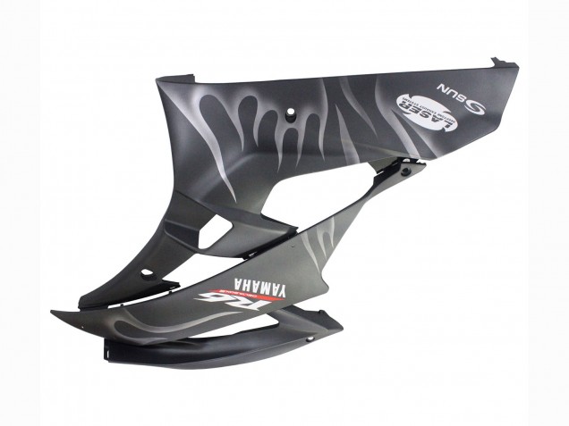 Erschwingliche Yamaha YZF 600 R6 Motorrad Verkleidung 2006-2007 - Matt Schwarz Silber Flamme