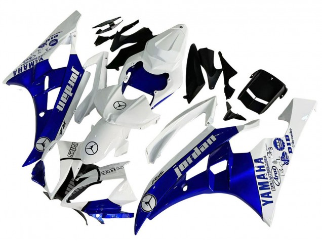 Erschwingliche Yamaha YZF 600 R6 Motorrad Verkleidung 2006-2007 - Weiss Blau Jordan