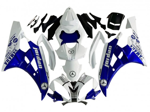 Erschwingliche Yamaha YZF 600 R6 Motorrad Verkleidung 2006-2007 - Weiss Blau Jordan