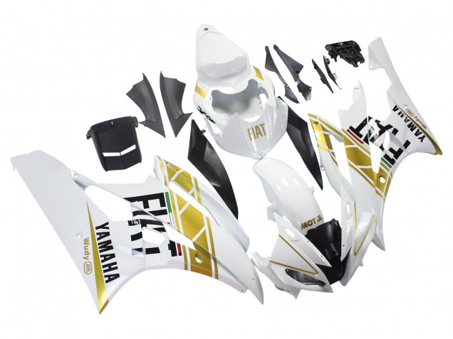 Erschwingliche Yamaha YZF 600 R6 Motorrad Verkleidung 2006-2007 - Weiss Gold Schwarz Fiat