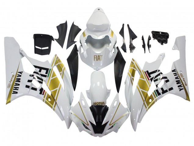Erschwingliche Yamaha YZF 600 R6 Motorrad Verkleidung 2006-2007 - Weiss Gold Schwarz Fiat