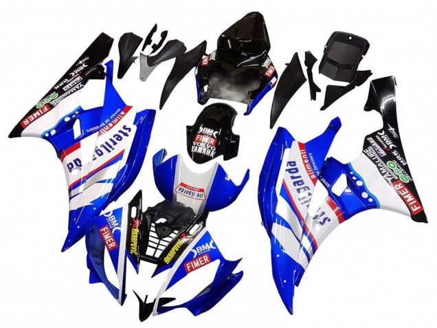 Erschwingliche Yamaha YZF 600 R6 Motorrad Verkleidung 2006-2007 - Weiss Blau Schwarz Fimer Volvo Yamalube Sterilgarda