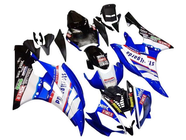 Erschwingliche Yamaha YZF 600 R6 Motorrad Verkleidung 2006-2007 - Weiss Blau Schwarz Fimer Volvo Yamalube Sterilgarda