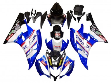 Erschwingliche Yamaha YZF 600 R6 Motorrad Verkleidung 2006-2007 - Weiss Blau Schwarz Fimer Volvo Yamalube Sterilgarda
