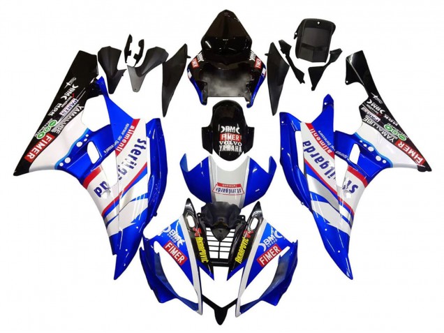 Erschwingliche Yamaha YZF 600 R6 Motorrad Verkleidung 2006-2007 - Weiss Blau Schwarz Fimer Volvo Yamalube Sterilgarda