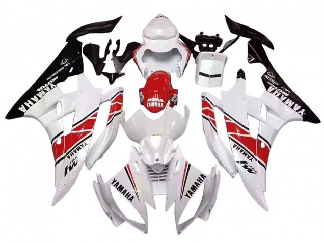 Erschwingliche Yamaha YZF 600 R6 Motorrad Verkleidung 2006-2007 - Weiss Rot Schwarz Motul