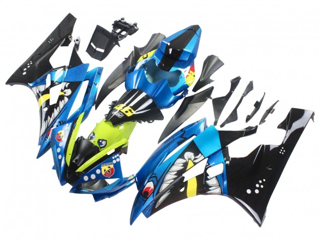 Erschwingliche Yamaha YZF 600 R6 Motorrad Verkleidung 2006-2007 - Blau Neon Grun Schwarz Hai