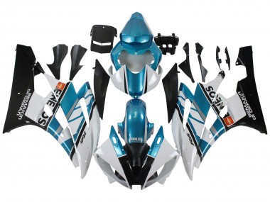 Erschwingliche Yamaha YZF 600 R6 Motorrad Verkleidung 2006-2007 - Weiss Blau Schwarz Semakin Didepan ENEOS