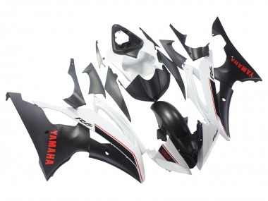 Erschwingliche Yamaha YZF 600 R6 Motorrad Verkleidung 2008-2016 - Weiss Matt Schwarz Rot Aufkleber