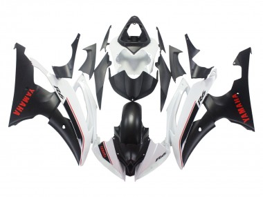 Erschwingliche Yamaha YZF 600 R6 Motorrad Verkleidung 2008-2016 - Weiss Matt Schwarz Rot Aufkleber