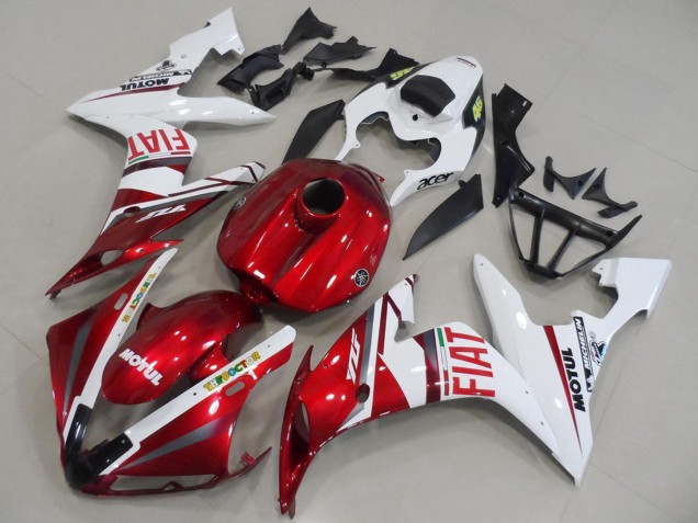 Erschwingliche Yamaha YZF R1 Motorrad Verkleidung 2004-2006 - Weiss Rot Fiat Motul
