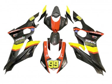 Erschwingliche Yamaha YZF 600 R6 Motorrad Verkleidung 2008-2016 - Gelb Orange Schwarz Carbonfaser Stil