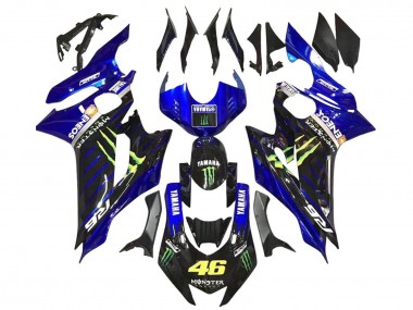 Erschwingliche Yamaha YZF 600 R6 Motorrad Verkleidung 2017-2023 - Blau Glanzendes Schwarz Grun Monster ENEOS Yamalube