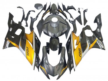 Erschwingliche Yamaha YZF 600 R6 Motorrad Verkleidung 2017-2023 - Gold Schwarz Carbonfaser