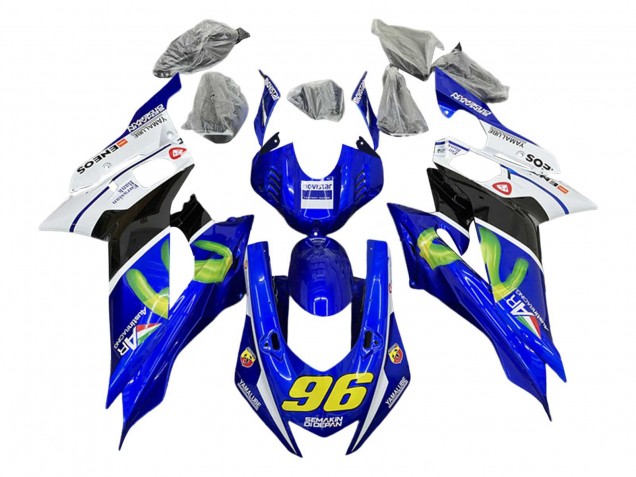 Erschwingliche Yamaha YZF 600 R6 Motorrad Verkleidung 2017-2023 - Weiss Blau Schwarz Grun MoviStar Semakin Didepan