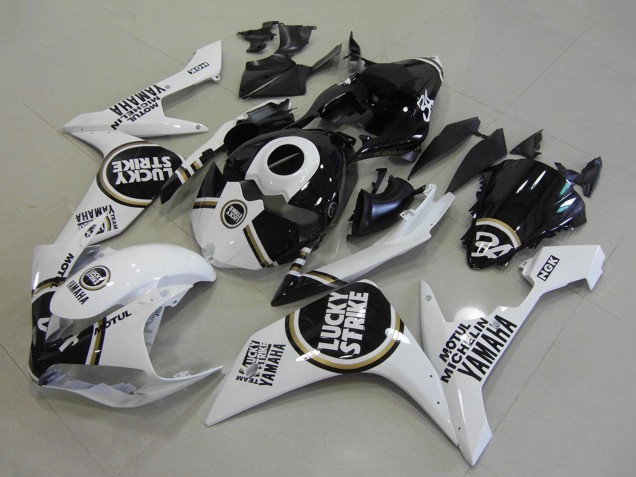 Erschwingliche Yamaha YZF R1 Motorrad Verkleidung 2007-2008 - Weiss Schwarz Lucky Strike