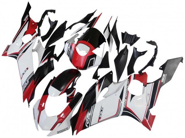 Erschwingliche Yamaha YZF 600 R6 Motorrad Verkleidung 2017-2023 - Weiss Rot Schwarz Semakin Didepan