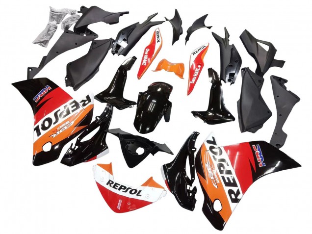 Erschwingliche Honda CBR250RR Motorrad Verkleidung 2011-2015 - Orange Weiss Rot Schwarz Glanzendes HRC Repsol