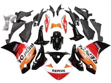 Erschwingliche Honda CBR250RR Motorrad Verkleidung 2011-2015 - Orange Weiss Rot Schwarz Glanzendes HRC Repsol