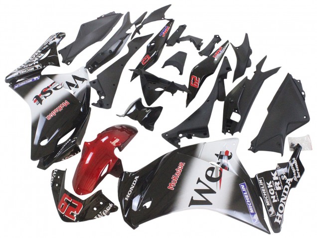 Erschwingliche Honda CBR250RR Motorrad Verkleidung 2011-2015 - Glanzendes Schwarz Weiss West Rot HRC 62