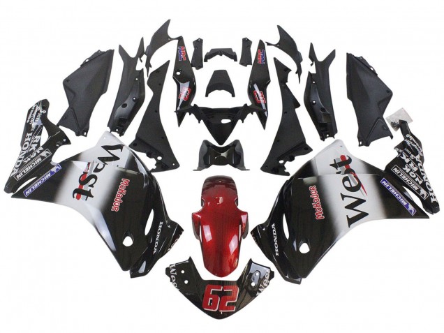 Erschwingliche Honda CBR250RR Motorrad Verkleidung 2011-2015 - Glanzendes Schwarz Weiss West Rot HRC 62