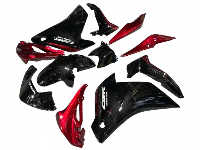 Erschwingliche Honda CBR250RR Motorrad Verkleidung 2011-2015 - Glanzendes Schwarz Rot