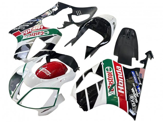 Erschwingliche Honda VTR1000 Motorrad Verkleidung 2000-2006 - Weiss Rot Grun Glanzendes Schwarz Castrol