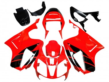 Erschwingliche Honda VTR1000 Motorrad Verkleidung 2000-2006 - Rot Glanzendes Schwarz Streifen