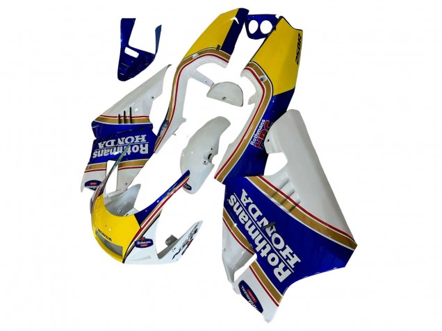 Erschwingliche Honda NSR250 Motorrad Verkleidung 1994-1996 - Weiss Blau Gelb Gold Rothmans