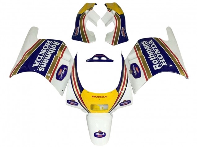 Erschwingliche Honda NSR250R Motorrad Verkleidung 1988-1989 - Weiss Gelb Blau Rothmans