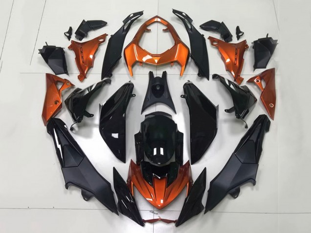 Erschwingliche Kawasaki Z1000 Motorrad Verkleidung 2014-2019 - Orange Glanzendes Schwarz Matt Schwarz
