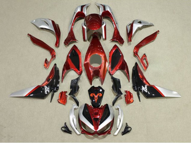 Erschwingliche Kawasaki Z1000 Motorrad Verkleidung 2014-2019 - Rot Silber Schwarz