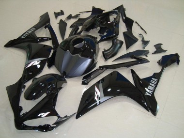 Erschwingliche Yamaha YZF R1 Motorrad Verkleidung 2007-2008 - Glanzendes Schwarz Matt Schwarz Weiss Aufkleber