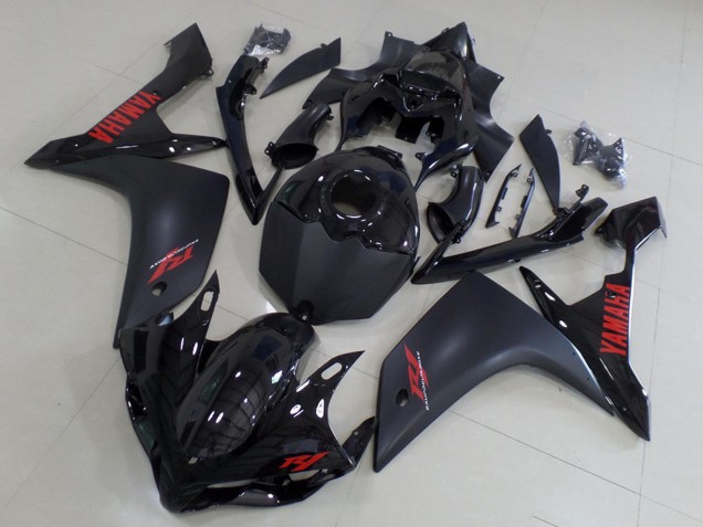 Erschwingliche Yamaha YZF R1 Motorrad Verkleidung 2007-2008 - Glanzendes Schwarz Matt Schwarz Rot