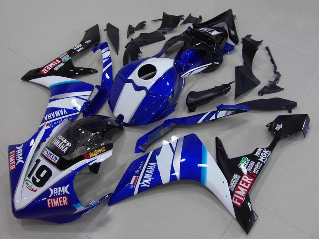 Erschwingliche Yamaha YZF R1 Motorrad Verkleidung 2007-2008 - Weiss Blau Schwarz Volvo Fimer