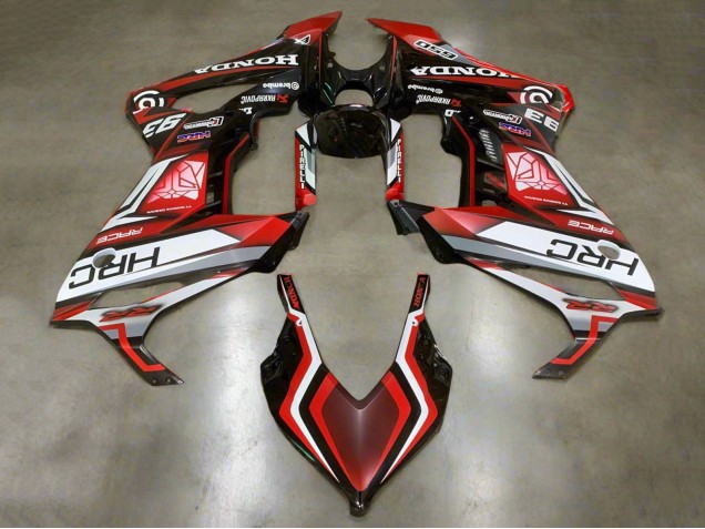 Erschwingliche Honda CBR650R Motorrad Verkleidung 2019-2020 - Weiss Rot Glanzendes Schwarz HRC