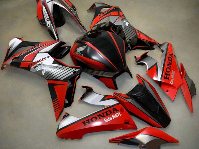 Erschwingliche Honda CBR650R Motorrad Verkleidung 2021-2023 - Rot Silber Glanzendes Schwarz