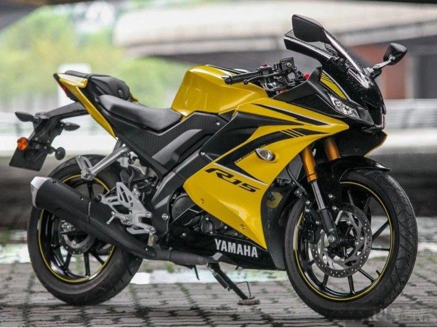 Erschwingliche Yamaha YZF R15 Motorrad Verkleidung 2018-2024 - Gelb Schwarz