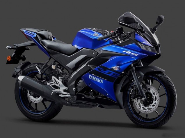 Erschwingliche Yamaha YZF R15 Motorrad Verkleidung 2018-2024 - Blau Schwarz Weiss