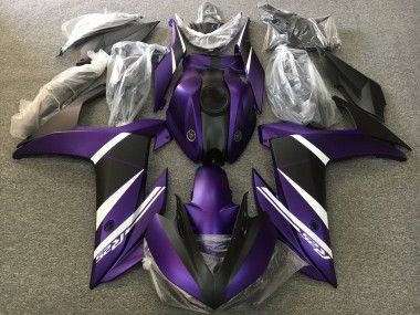 Erschwingliche Yamaha YZF R3/R25 Motorrad Verkleidung 2015-2018 - Weiss Lila Matt Schwarz