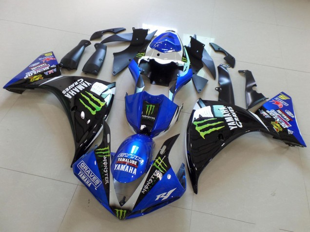 Erschwingliche Yamaha YZF R1 Motorrad Verkleidung 2009-2011 - Weiss Blau Schwarz Grun Monster Yamalube Graves