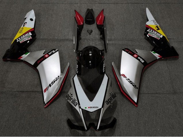 Erschwingliche Aprilia RSV4 1000 Motorrad Verkleidung 2009-2015 - Silber Rot Schwarz Gelb