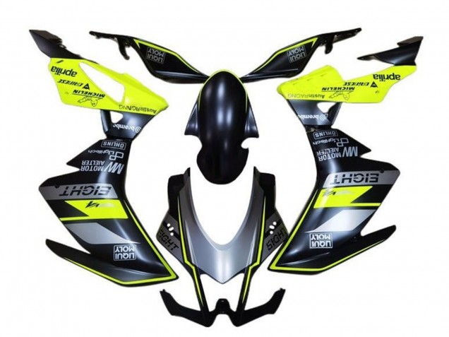 Erschwingliche Aprilia RSV4 1000 Motorrad Verkleidung 2009-2015 - Matt Schwarz Grau Grun