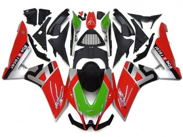 Erschwingliche Aprilia RSV4 1000 Motorrad Verkleidung 2009-2015 - Rot Silber Grun Schwarz